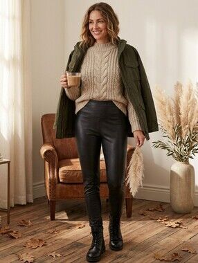 Fashion Nova Size S Black Faux Leather Leggings High-Rise Stretch Pants